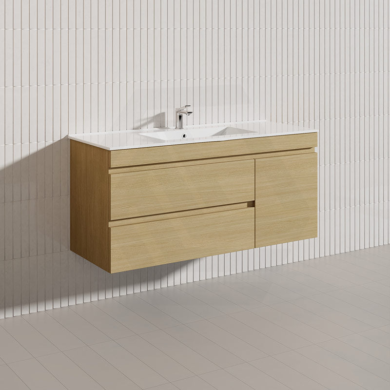 2-Drawer, 1-Door 1200mm MDF Wall Hung Bathroom Floating Vanity Only Single Bowl Variant Color Available