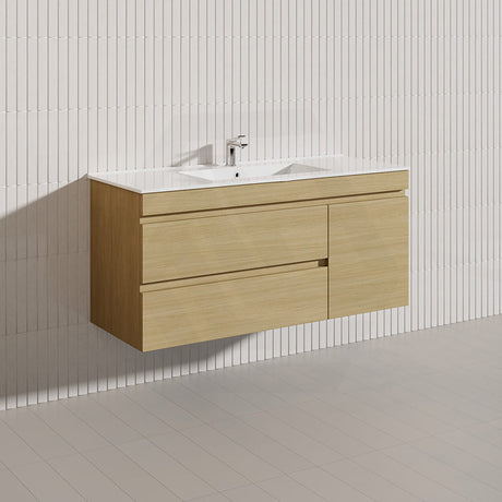 2-Drawer, 1-Door 1200mm MDF Wall Hung Bathroom Floating Vanity Only Single Bowl Variant Color Available