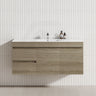 1200mm Maison Oak Wall Hung Single Bowl Vanity with Left Side Drawer