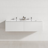 2-Drawer Flat 1200/1500/1800Mm Wall Hung Bathroom Floating Vanity Multi-Colour Cabinet Only Vanities