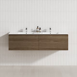 2-Drawer Flat 1200/1500/1800Mm Wall Hung Bathroom Floating Vanity Multi-Colour Cabinet Only Vanities