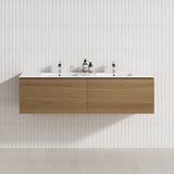 2-Drawer Flat 1200/1500/1800Mm Wall Hung Bathroom Floating Vanity Multi-Colour Cabinet Only Vanities