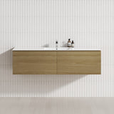 2-Drawer Flat 1200/1500/1800Mm Wall Hung Bathroom Floating Vanity Multi-Colour Cabinet Only Vanities