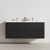 4-Drawer 1200/1500/1800Mm Wall Hung Bathroom Floating Vanity Multi-Colour Cabinet Only Vanities