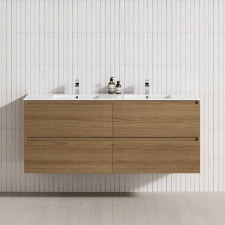 4-Drawer 1200/1500/1800Mm Wall Hung Bathroom Floating Vanity Multi-Colour Cabinet Only Vanities