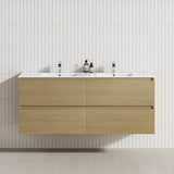 4-Drawer 1200/1500/1800mm Wall Hung Bathroom Floating Vanity Multi-Colour Cabinet Only