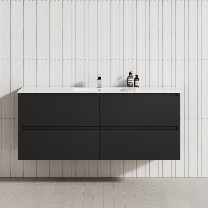 4-Drawer 1200/1500/1800Mm Wall Hung Bathroom Floating Vanity Multi-Colour Cabinet Only Vanities