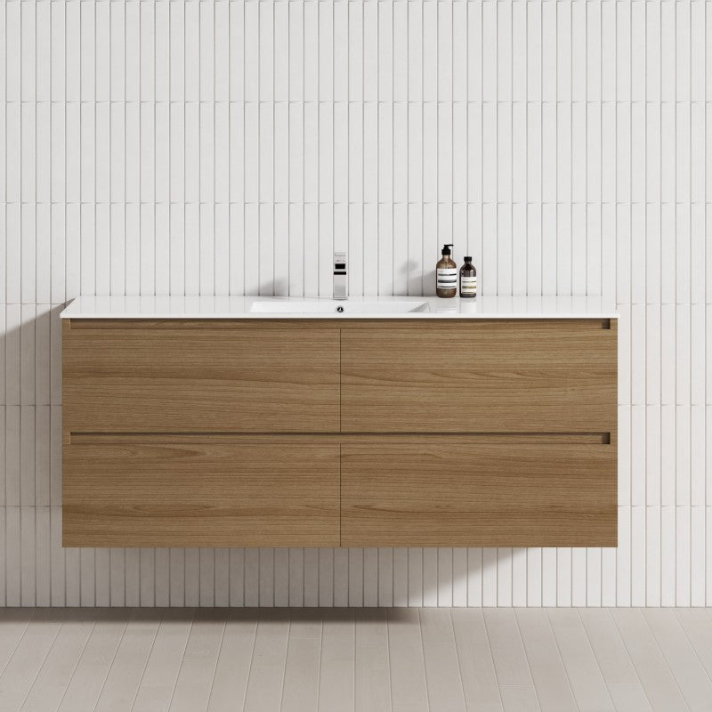 4-Drawer 1200/1500/1800Mm Wall Hung Bathroom Floating Vanity Multi-Colour Cabinet Only Vanities