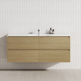 4-Drawer 1200/1500/1800Mm Wall Hung Bathroom Floating Vanity Multi-Colour Cabinet Only Vanities
