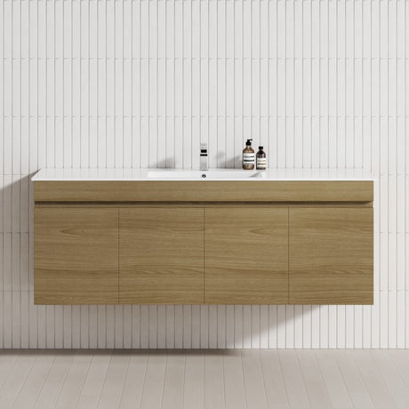 4-Door 1500/1800mm Wall Hung Bathroom Floating Vanity Double Bowls Multi-Colour Cabinet Only