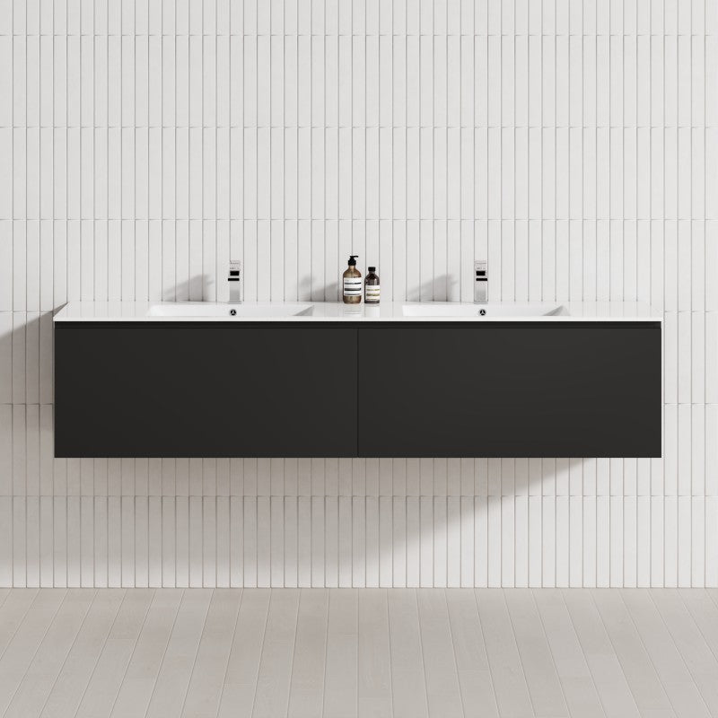 2-Drawer Flat 1200/1500/1800Mm Wall Hung Bathroom Floating Vanity Multi-Colour Cabinet Only Vanities
