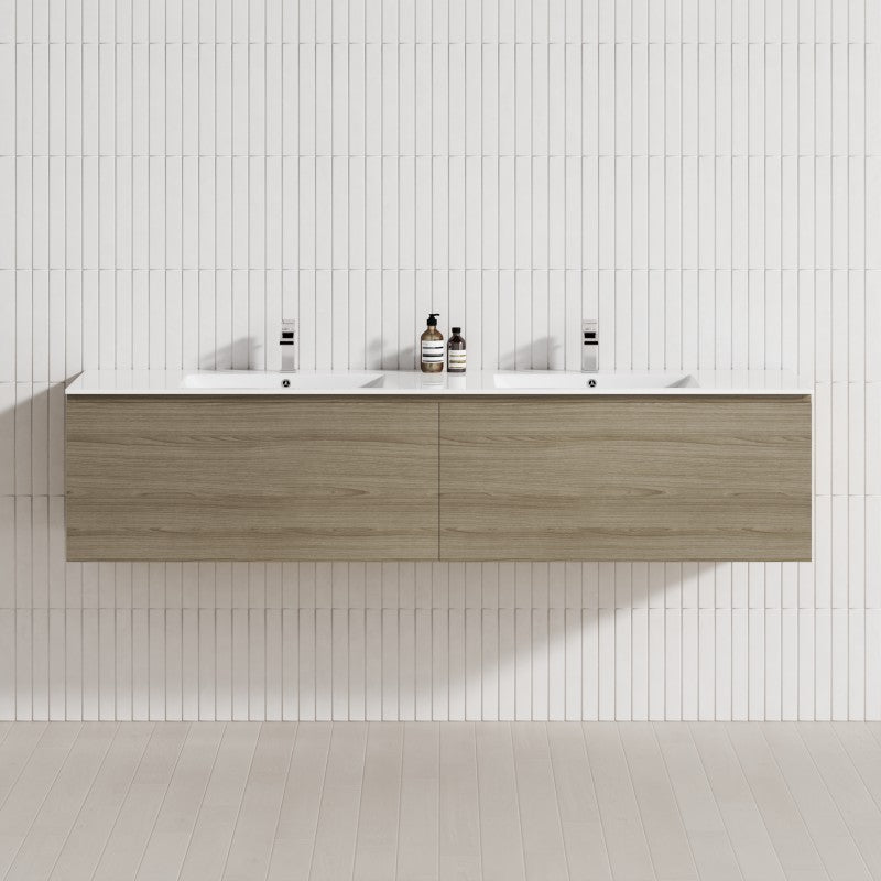 2-Drawer Flat 1200/1500/1800Mm Wall Hung Bathroom Floating Vanity Multi-Colour Cabinet Only Vanities
