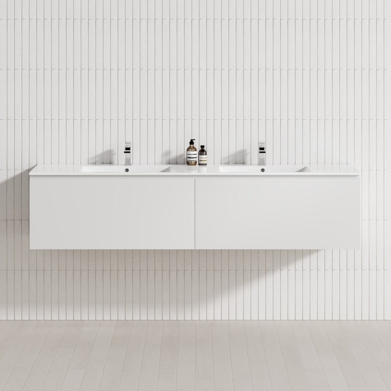 2-Drawer Flat 1200/1500/1800Mm Wall Hung Bathroom Floating Vanity Multi-Colour Cabinet Only Vanities