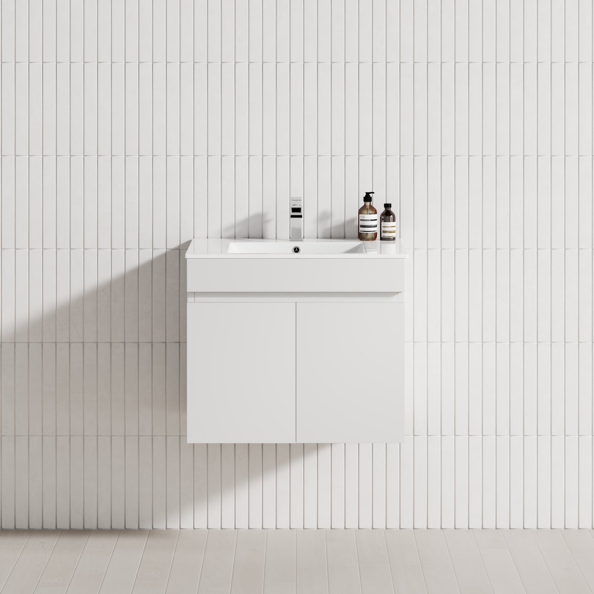 2-Door 600/750/900mm Wall Hung Bathroom Floating Vanity Single Bowl Multi-Colour Cabinet Only