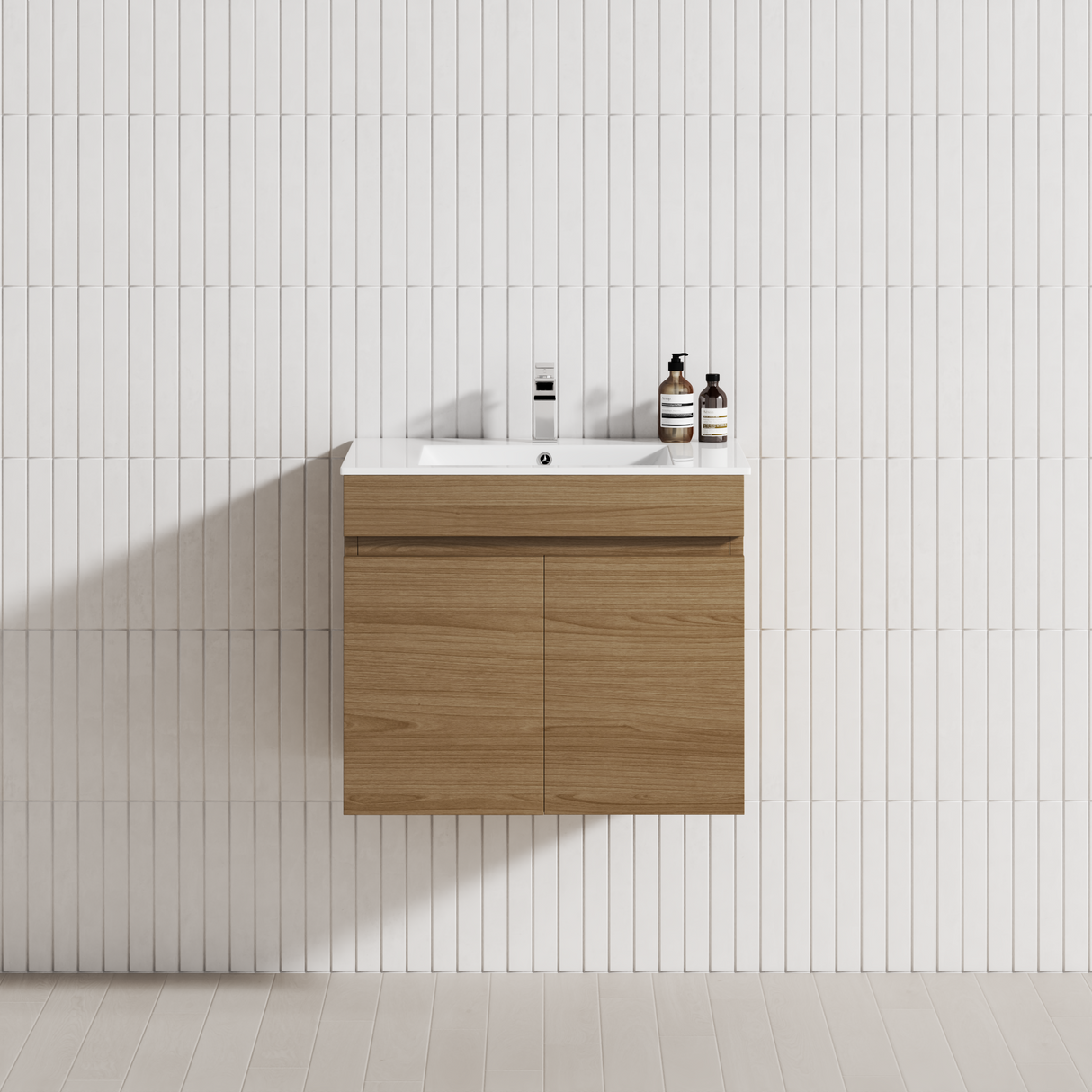 2-Door 600/750/900mm Wall Hung Bathroom Floating Vanity Single Bowl Multi-Colour Cabinet Only