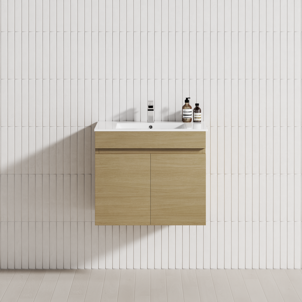 2-Door 600/750/900mm Wall Hung Bathroom Floating Vanity Single Bowl Multi-Colour Cabinet Only