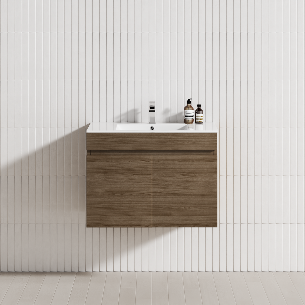 2-Door 600/750/900mm Wall Hung Bathroom Floating Vanity Single Bowl Multi-Colour Cabinet Only