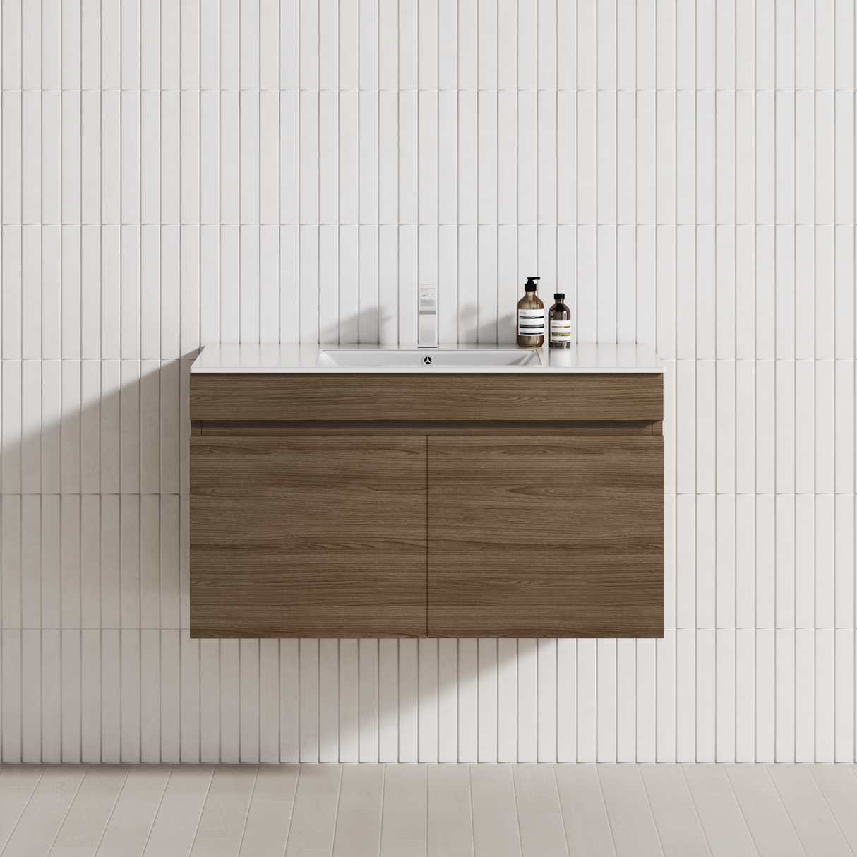 2-Door 600/750/900mm Wall Hung Bathroom Floating Vanity Single Bowl Multi-Colour Cabinet Only