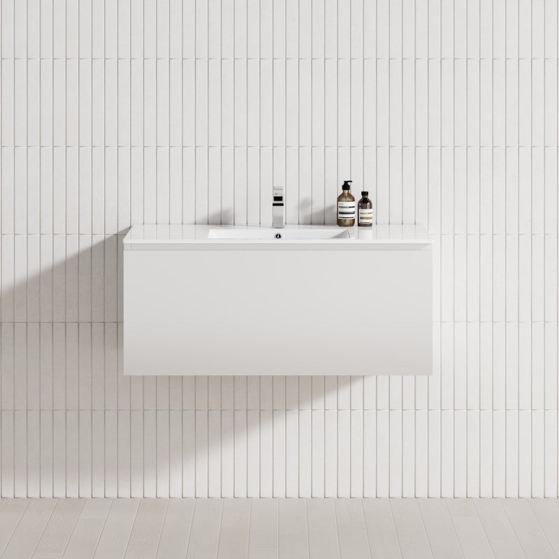 1-Drawer 600/750/900/1200Mm Wall Hung Bathroom Floating Vanity Single Bowl Multi-Colour Cabinet Only