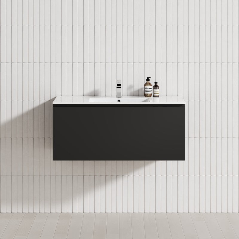 1-Drawer 600/750/900/1200Mm Wall Hung Bathroom Floating Vanity Single Bowl Multi-Colour Cabinet Only