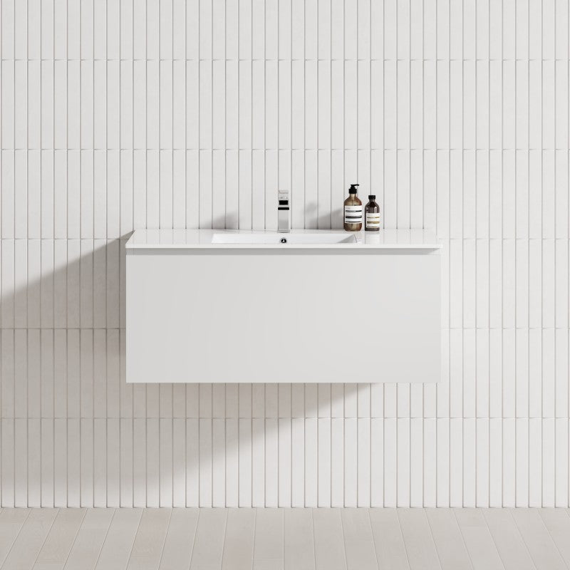 1-Drawer 600/750/900/1200Mm Wall Hung Bathroom Floating Vanity Single Bowl Multi-Colour Cabinet Only
