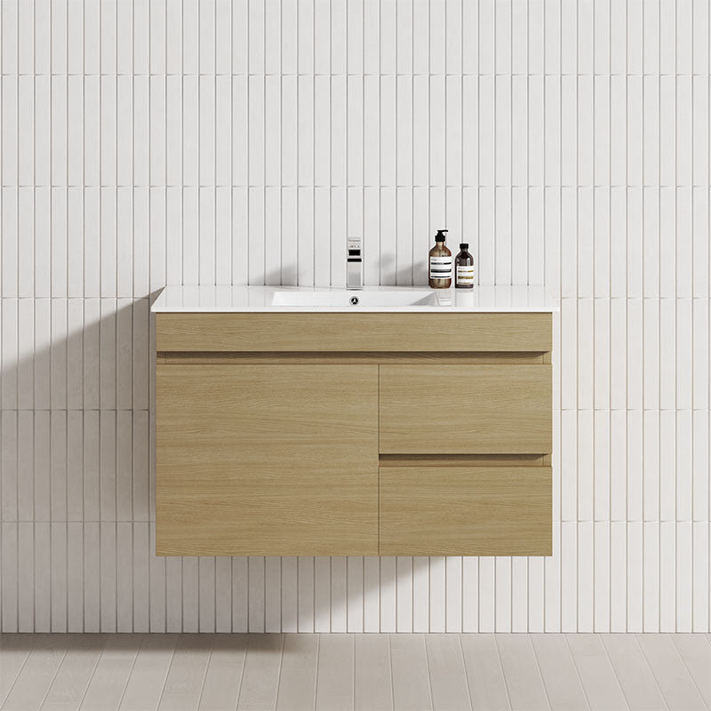 900Mm Narrow Wall Hung Bathroom Floating Vanity 2-Drawer 2-Door Multi-Colour Cabinet Only Vanities