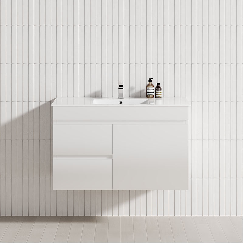 900Mm Narrow Wall Hung Bathroom Floating Vanity 2-Drawer 2-Door Multi-Colour Cabinet Only Vanities