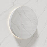 800Mm Round Led Backlit Pencil Edge Mirror Cabinet Matt White Shaving Cabinets