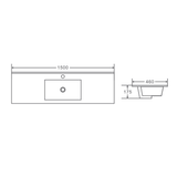 1500x460x175mm Ceramic Top for Bathroom Vanity Single Bowl Gloss White