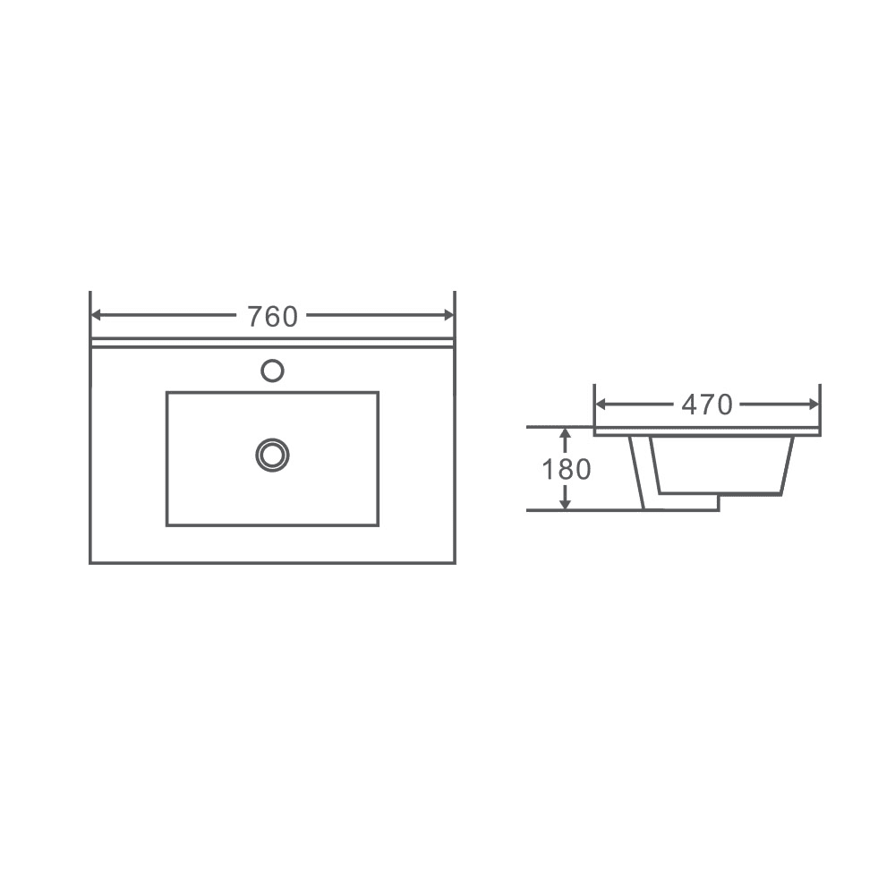 600-1500mm Standard/Narrow Ceramic Top for Bathroom Vanity Single/Double Bowls Gloss White