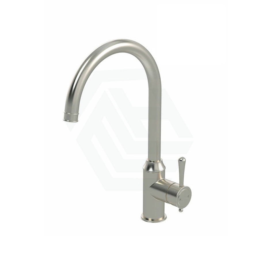 N#3(Nickel) Meir Harrington Round Gooseneck Kitchen Mixer Tap with 360 Degree Swivel Spout PVD Brushed Nickel