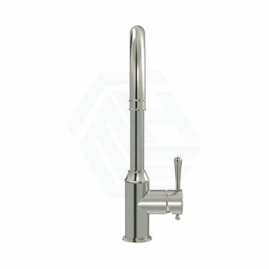 N#3(Nickel) Meir Harrington Round Gooseneck Kitchen Mixer Tap with 360 Degree Swivel Spout PVD Brushed Nickel