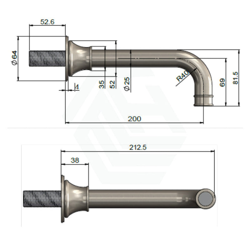 N#3(Nickel) Meir Harrington Brass Round Curved Wall Spout Brushed Nickel