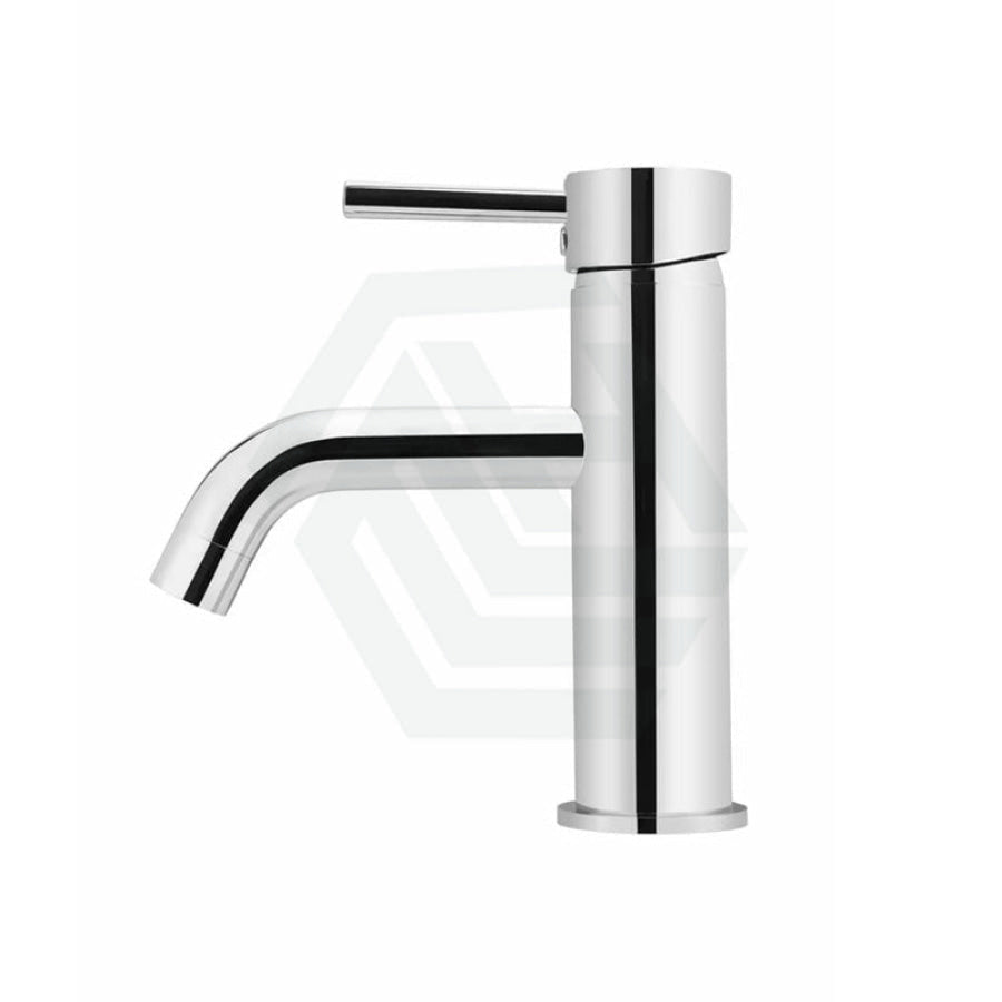 Meir Polished Chrome Round Curved Basin Mixer Solid Brass Short Mixers