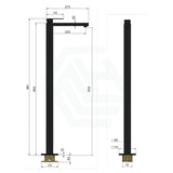 Meir Square Floor Freestanding Bath Mixer Matt Black