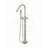 Meir Round Paddle Freestanding Bath Spout And Hand Shower Multi-Colour Brushed Nickel Floor Mounted