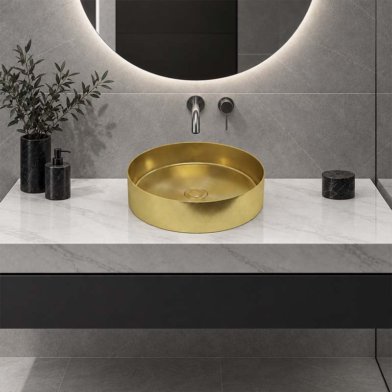 Meir Lavello Round Stainless Steel Above Counter Basin NO Overflow 380x380x110mm - Variant Colour