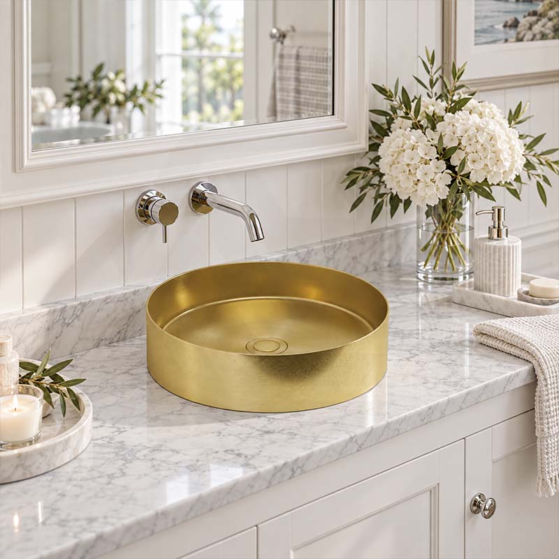 Meir Lavello Round Stainless Steel Above Counter Basin NO Overflow 380x380x110mm - Variant Colour