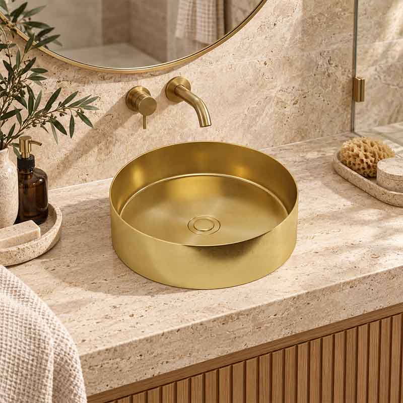 Meir Lavello Round Stainless Steel Above Counter Basin NO Overflow 380x380x110mm - Variant Colour