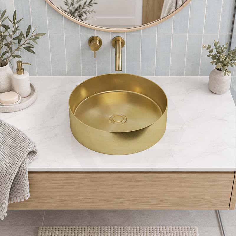 Meir Lavello Round Stainless Steel Above Counter Basin NO Overflow 380x380x110mm - Variant Colour