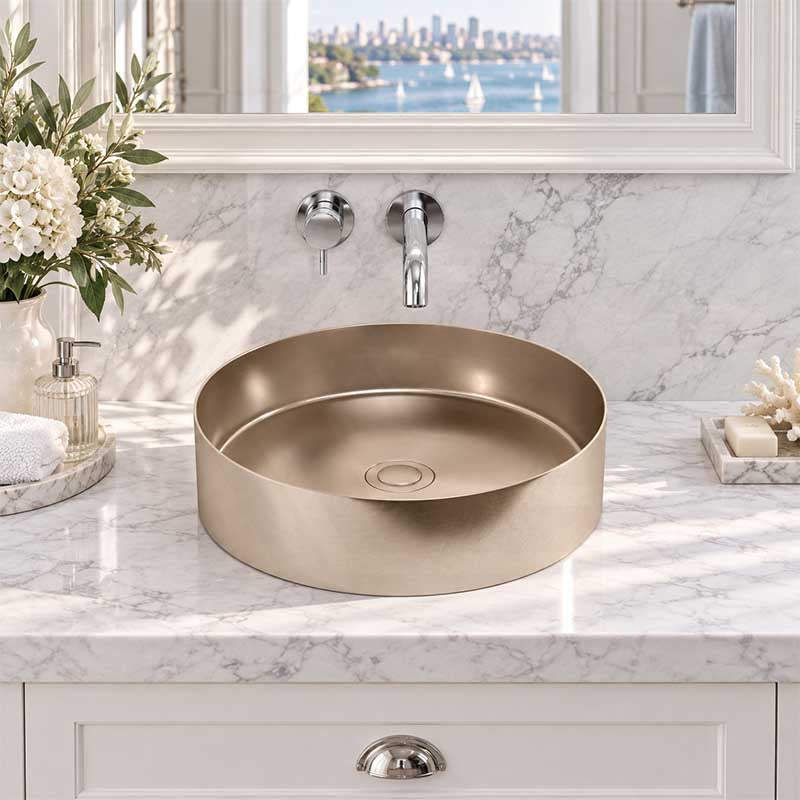 Meir Lavello Round Stainless Steel Above Counter Basin NO Overflow 380x380x110mm - Variant Colour