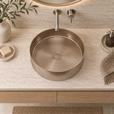 Meir Lavello Round Stainless Steel Above Counter Basin NO Overflow 380x380x110mm - Variant Colour