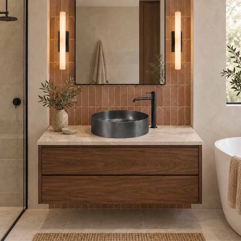 Meir Lavello Round Stainless Steel Above Counter Basin NO Overflow 380x380x110mm - Variant Colour