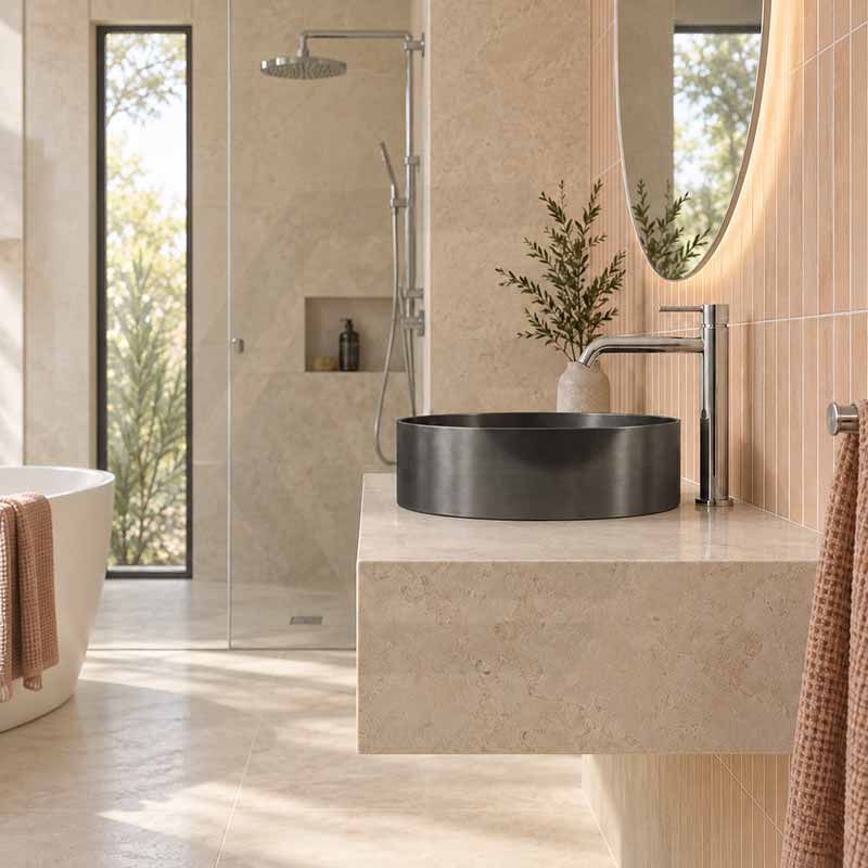 Meir Lavello Round Stainless Steel Above Counter Basin NO Overflow 380x380x110mm - Variant Colour