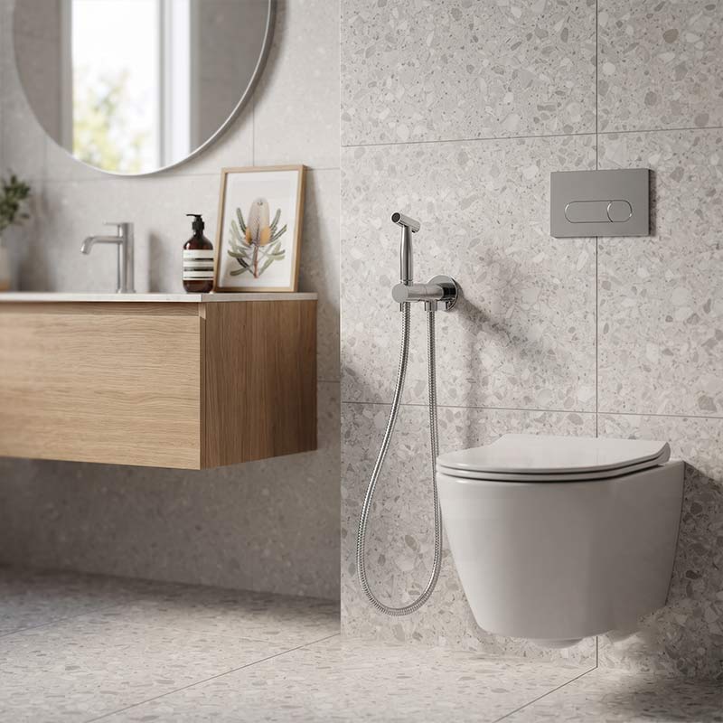Meir Solid Stainless Steel Bidet Spray with Mixer In-wall Body Included - Various Colours