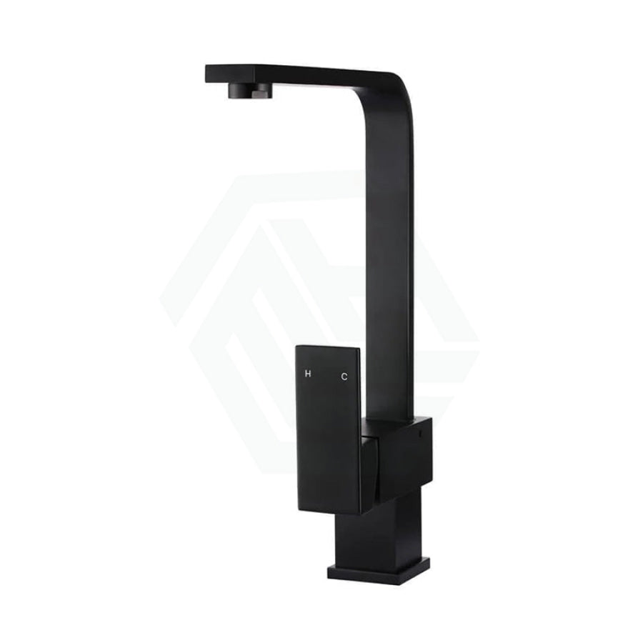 Meir Square Matt Black Solid Brass Kitchen Mixer Tap