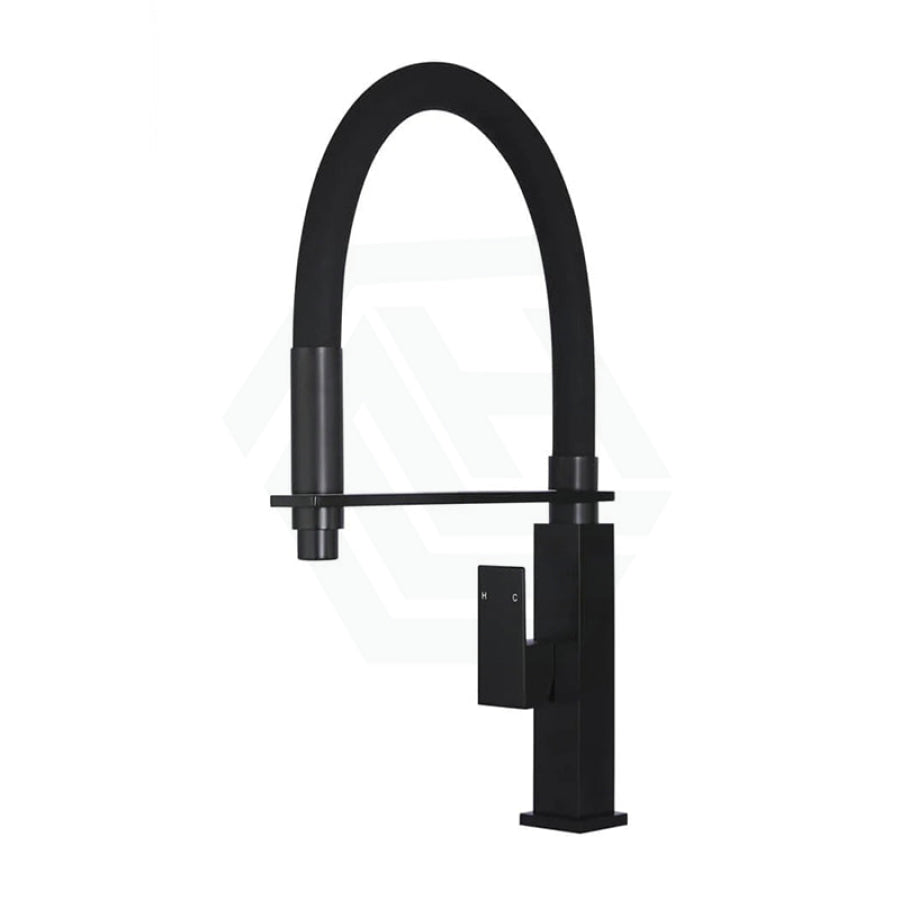 Meir Matt Black Square Flexible Kitchen Mixer Tap