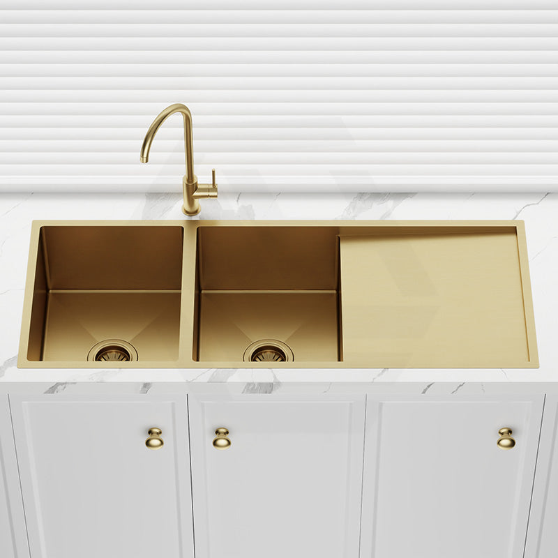 Meir Lavello 1160x440x230mm Stainless Steel Double Bowl Kitchen Sink with Drainboard Top/Flush/Under Mount Variant Colour Available