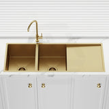 Meir Lavello 1160x440x230mm Stainless Steel Double Bowl Kitchen Sink with Drainboard Top/Flush/Under Mount Variant Colour Available