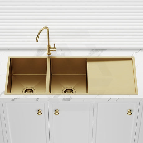 Meir Lavello 1160x440x230mm Stainless Steel Double Bowl Kitchen Sink with Drainboard Top/Flush/Under Mount Variant Colour Available